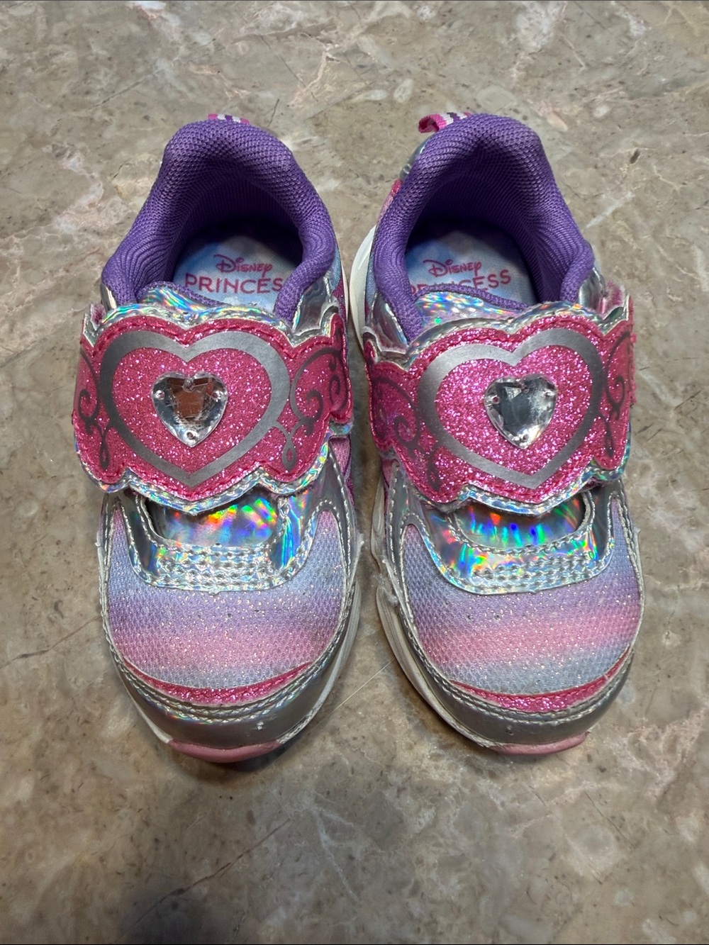 Girls' Pink Heart Light-Up Sneakers